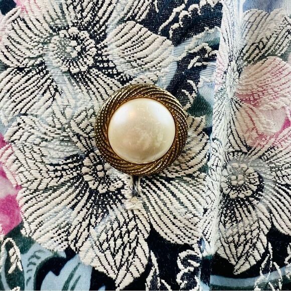 Vintage 90s Breakin’ Loose Navy Floral Tapestry Blazer - Picture 7 of 15